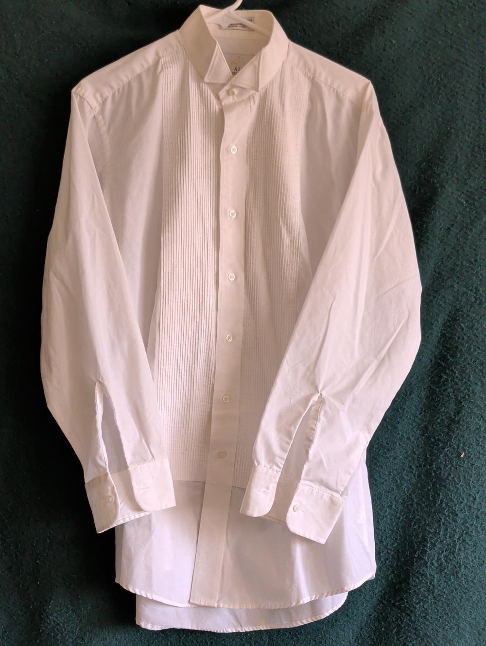 Men's White Pleated Front Dress Shirt